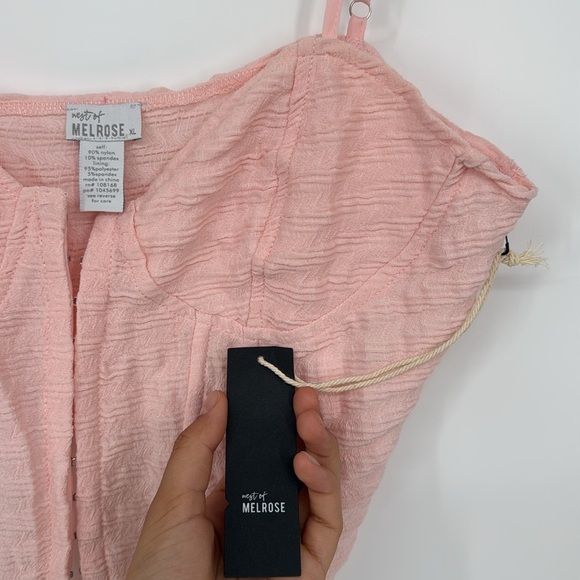 West of Melrose Pink Textured Corset Crop Top | Size XL | NWT - Picture 3 of 6